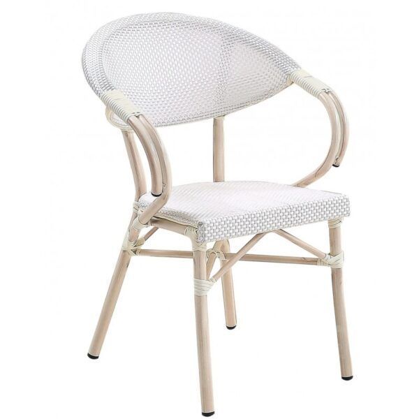 sillon nerja apilable aluminio teslin blanco plata y gris