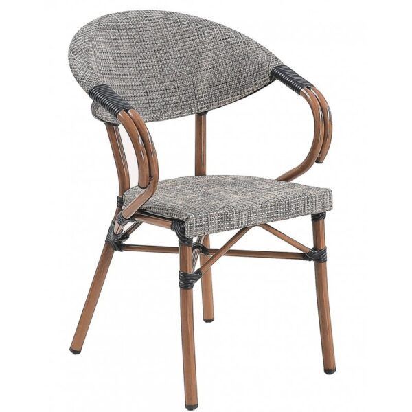 sillon nerja apilable aluminio teslin gris bronce