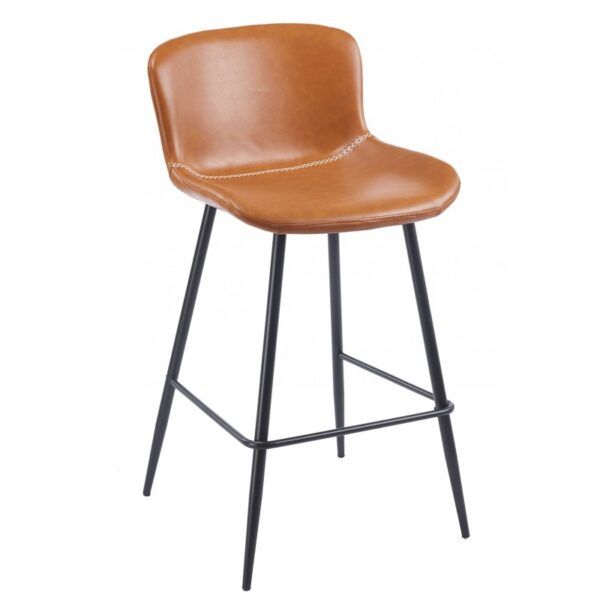 taburete samper metal similpiel vintage marron
