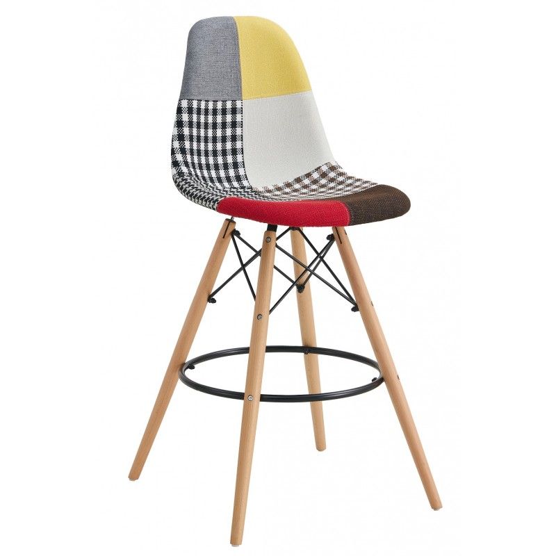 taburete star pat24 madera tapizado patchwork 24