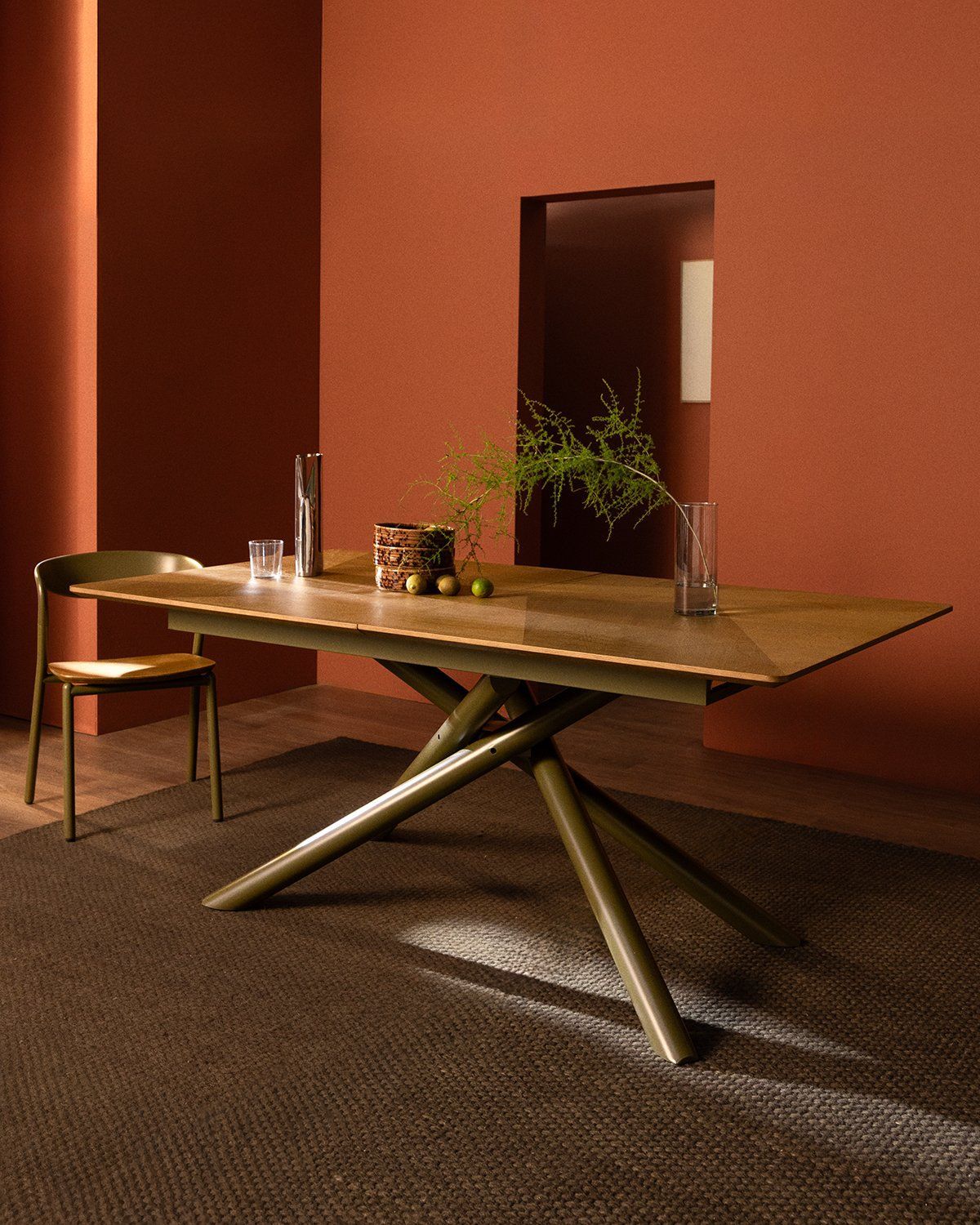 mesa extensible rectangular de comedor de madera y metal 180 240x100 cm bilal