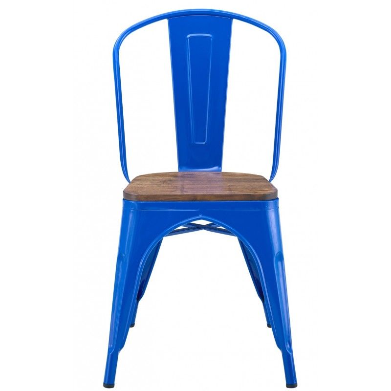 silla tol ek wood acero azul asiento madera