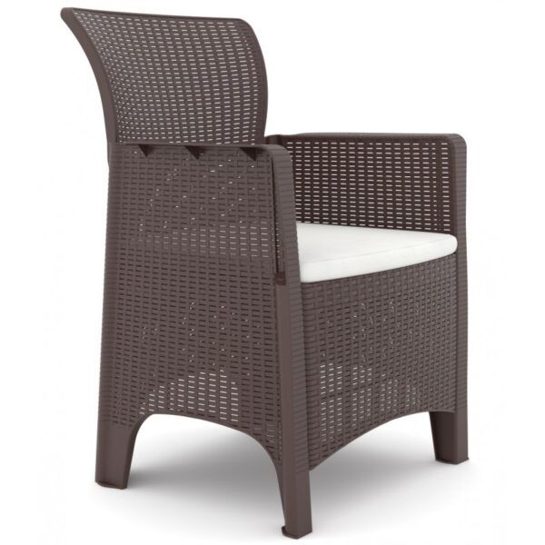 sillon ileon polipropileno marron chocolate cojin beige