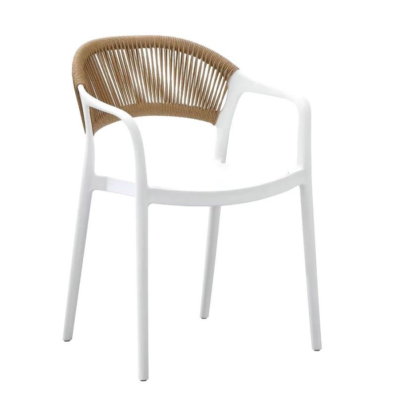 sillon ibiza apilable tratamiento anti uv polipropileno blanco cuerda natural