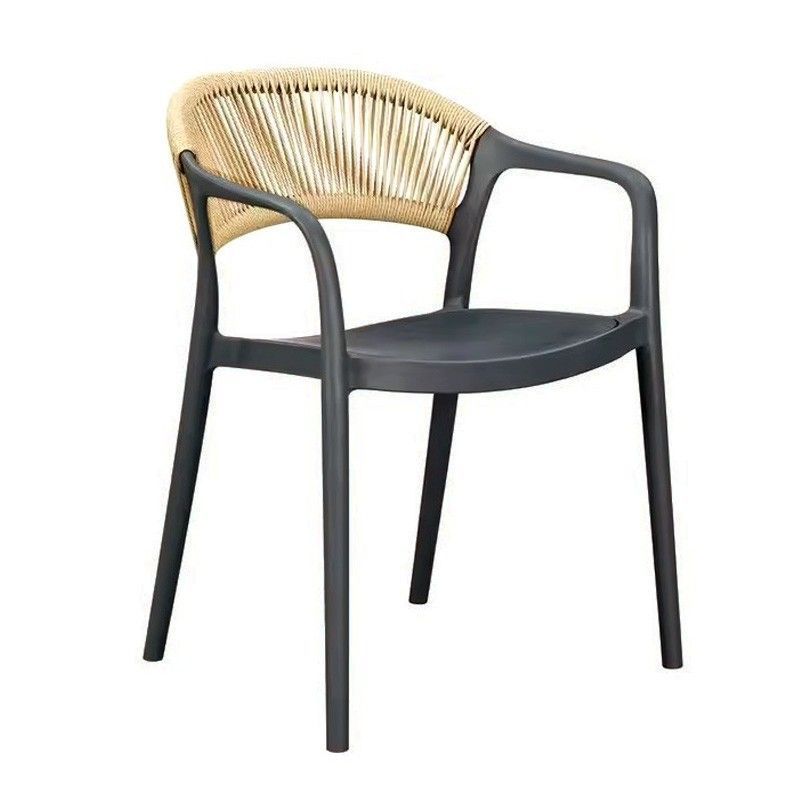 sillon ibiza apilable tratamiento anti uv polipropileno gris oscuro cuerda natural