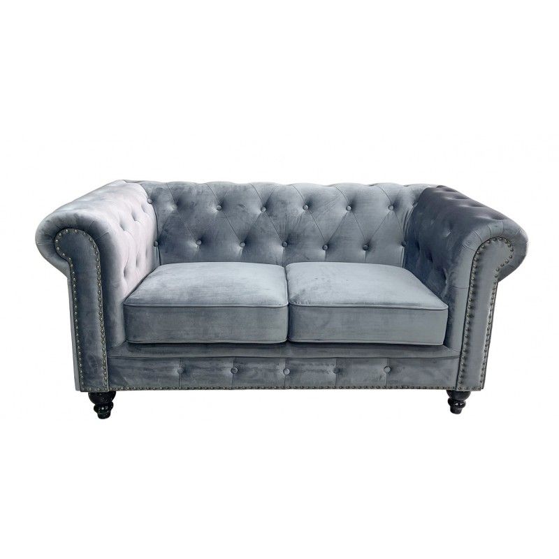 sofa chester premium 2 plazas tapizado velvet gris