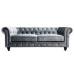 sofa chester premium 3 plazas tapizado velvet gris