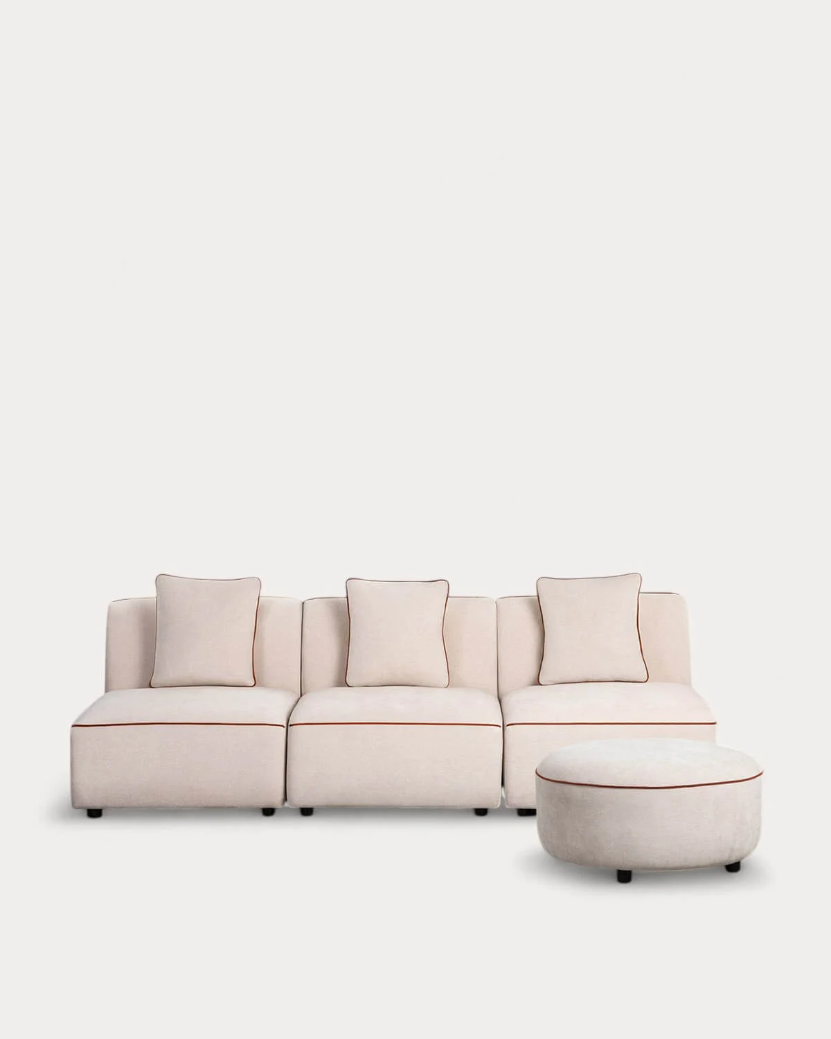 sofa modular de 3 piezas sillon con puff redondo de tela ilham