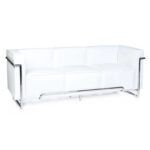 sofa venetto 3 plazas acero inoxidable similpiel blanca