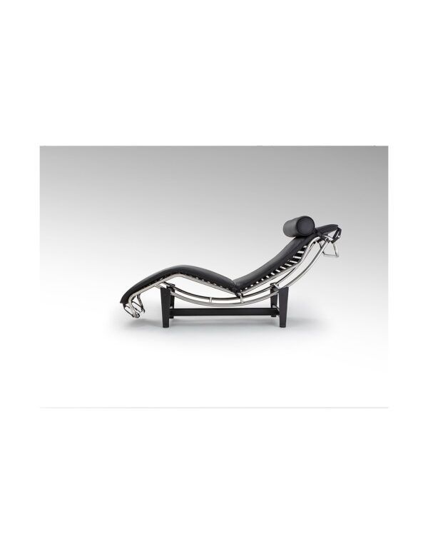 chaise longue leco en piel negro con acero cromado (1)