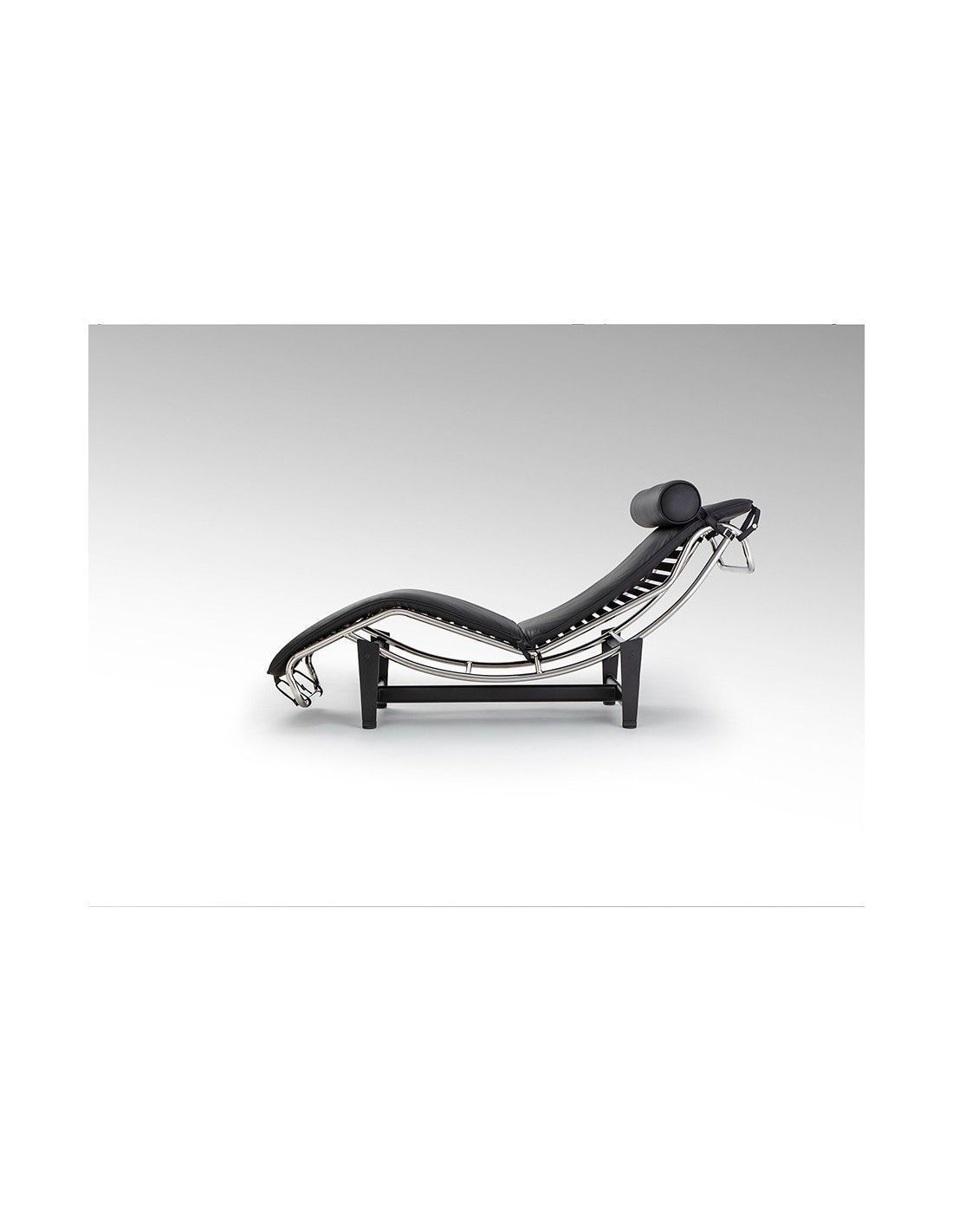 chaise longue leco en piel negro con acero cromado (1)