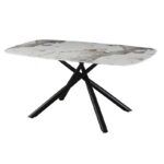 mesa jazz metal negro tapa de cristal templado 160x90 cms