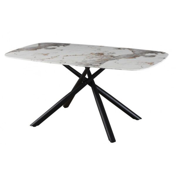 mesa jazz metal negro tapa de cristal templado 160x90 cms
