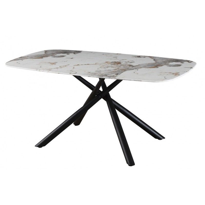 mesa jazz metal negro tapa de cristal templado 160x90 cms