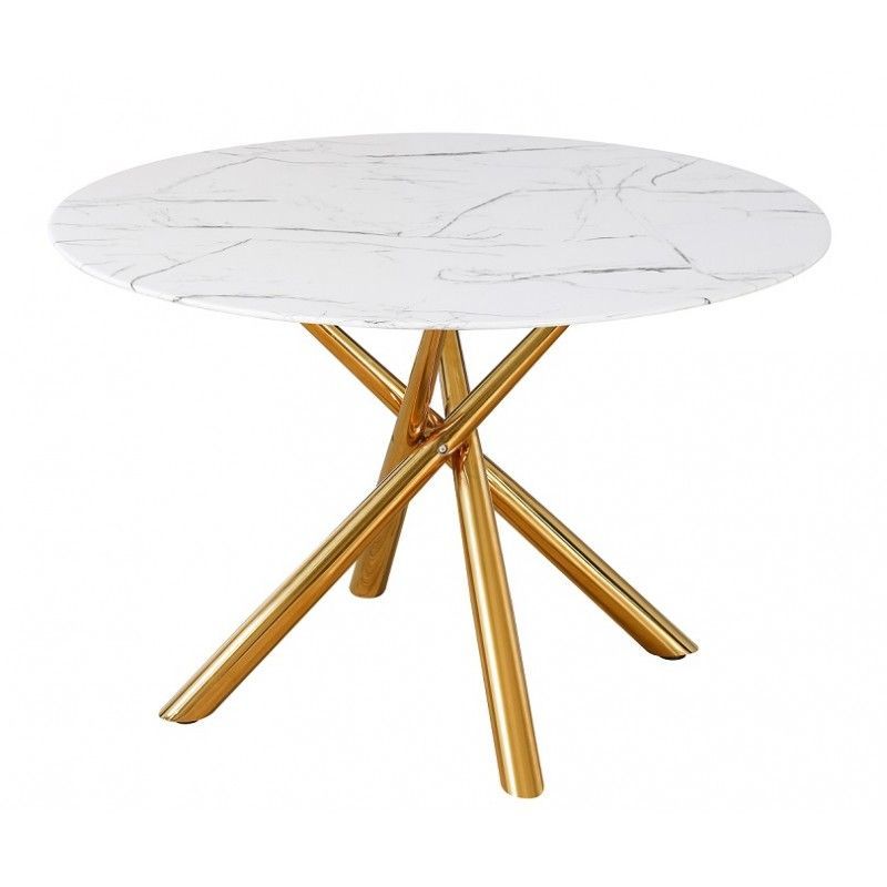 mesa sahara metal dorado tapa de cristal templado 120 cms de diametro