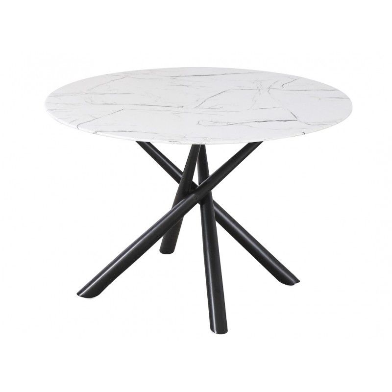 mesa sahara metal negro tapa de cristal templado 120 cms de diametro