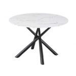mesa sahara metal negro tapa de cristal templado 120 cms de diametro