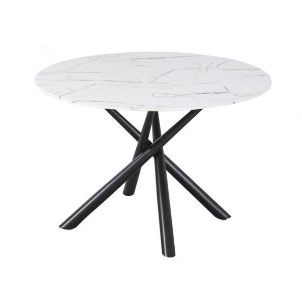 mesa sahara metal negro tapa de cristal templado 120 cms de diametro