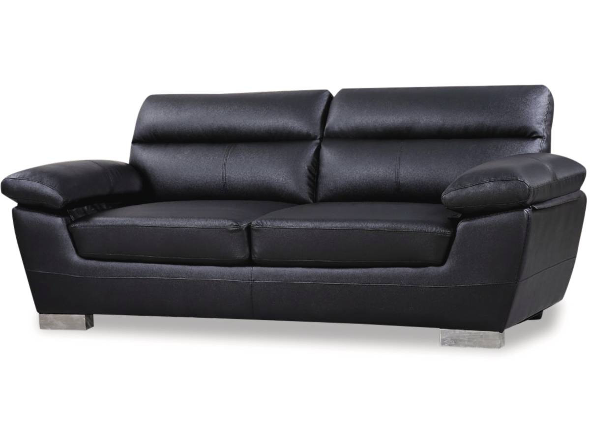 sofa cuero reconstituido pvc dallas 3 plazas negro