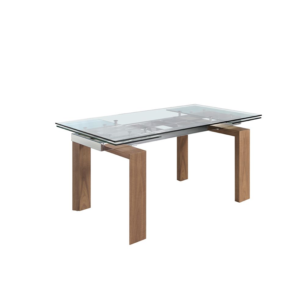 1007 mesa comedor extensible moderna cristal templado nogal dining table angel cerda 2