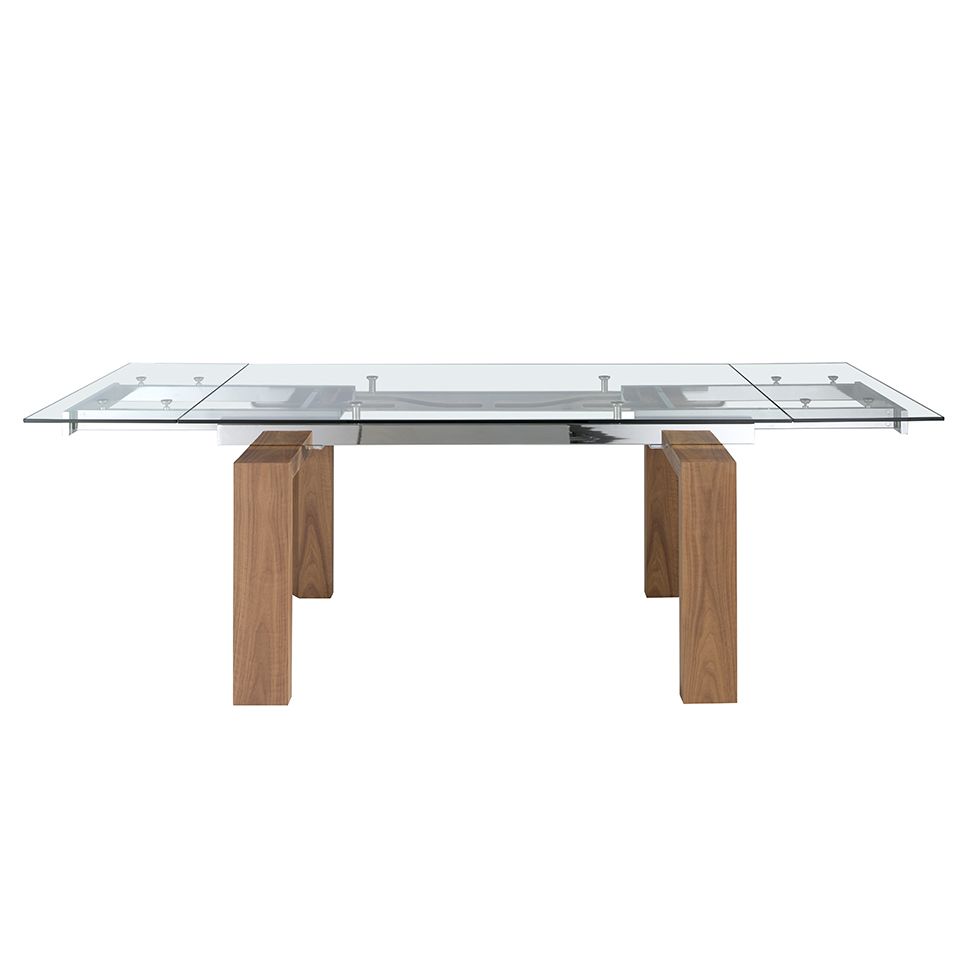 1007 mesa comedor extensible moderna cristal templado nogal dining table angel cerda 3