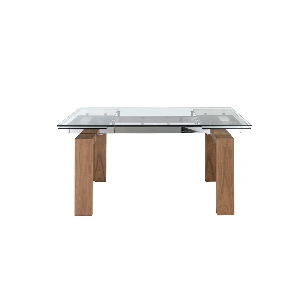 1007 mesa comedor extensible moderna cristal templado nogal dining table angel cerda 4