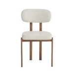 silla mesina metal acabado de color madera similpiel blanca