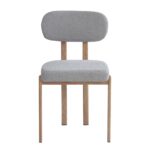 silla mesina metal acabado de color madera tejido boucle gris 24