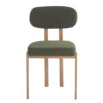 silla mesina metal acabado de color madera tejido boucle verde oscuro 23
