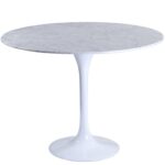 mesa tul fibra de vidrio marmol blanco 100 cms de diametro