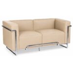 sofa venetto 2 plazas acero inoxidable similpiel beige