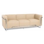 sofa venetto 3 plazas acero inoxidable similpiel beige