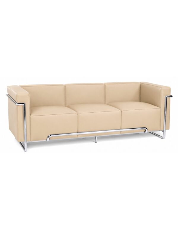 sofa venetto 3 plazas acero inoxidable similpiel beige
