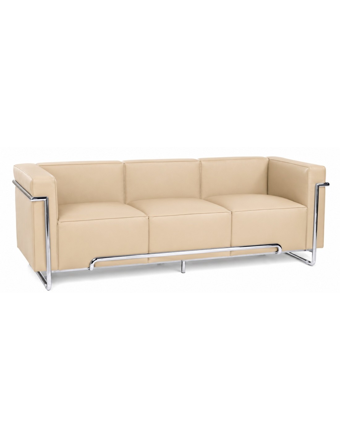 sofa venetto 3 plazas acero inoxidable similpiel beige