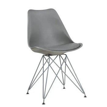 silla bella su cromada carcasa y cojin gris oscuro