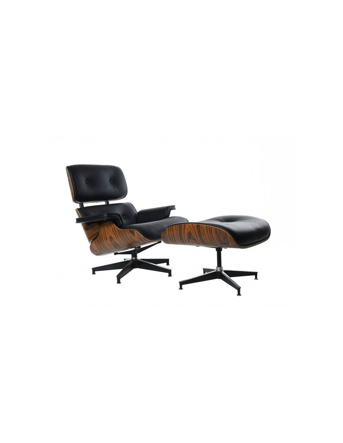 sillon lounge chair similpiel negro madera palisandro