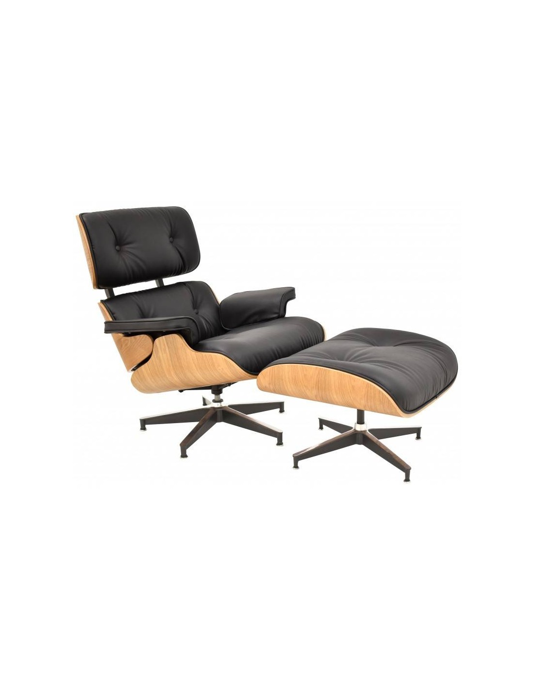 sillon lounge chair similpiel negro madera terminada fresno
