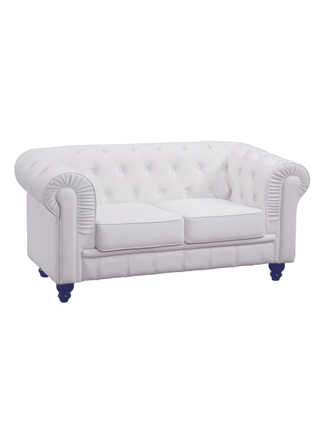 sofa chester 2 plazas similpiel blanca